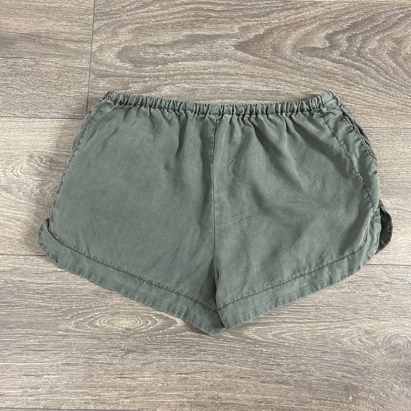 Aritzia Azure Skies Trope Shorts Chambray Drawstring Waist Army Green Size XXS - Picture 15 of 15